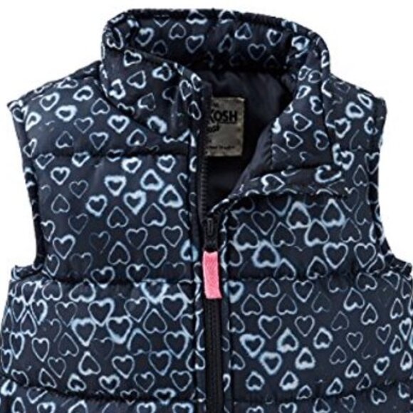 NWT Oshkosh B'gosh Girls Puffer Vest Zip-Front Heart Print Winter Vest 6… - Picture 3 of 7